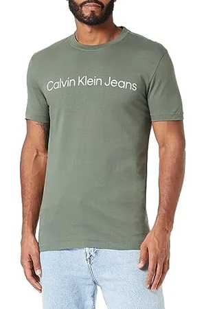 Calvin Klein Jeans INSTITUTIONAL Logo Slim Tee J30J322344 Magliette a Maniche Corte, (Thyme/Bright White), XXS Uomo