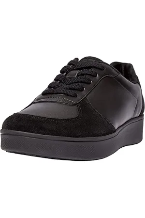 FitFlop Rally Leather/Suede Panel Sneakers, Scarpe da ginnastica Donna, All Black (FQ1-090), 36 EU