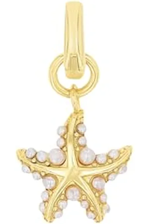 Amor Charms da Donna in Argento 925, con perla di vetro, 2 cm, bianco, stella marina, in confezione regalo, 2038504