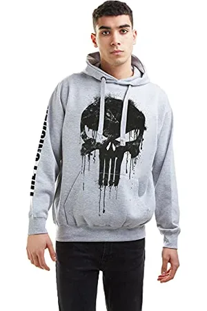Marvel Maglione da uomo Punisher Skull Kapuzen, Grey Heather, M