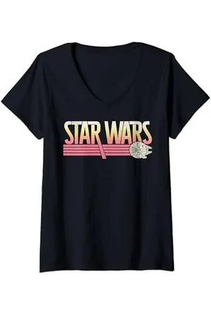 STAR WARS Millennium Falcon Color Fade Stripes B1 Maglietta con Collo a V