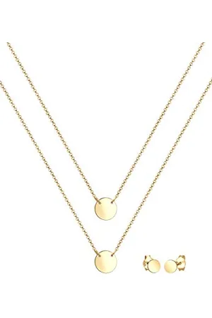 Elli Set di Gioi Layer Kette Kreis Stecker Geo 925 Sterling Silber