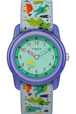 Timex Orologio Analogico Quarzo Unisex Bambini con Cinturino in Tessuto TW7C77300, (Dinosauri)
