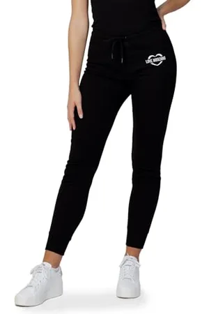 Moschino Slim Fit Jogger with Heart Holographic Print Pantaloni Casual, Black, 42 da Donna