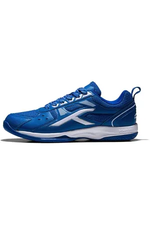 Hundred Scarpe da badminton professionali antitraccia Raze per uomo | Materiale: ecopelle | Adatto per tennis indoor, squash, ping pong, basket e paddle (blu/bianco, taglia: EU 40, UK 6, US 7)