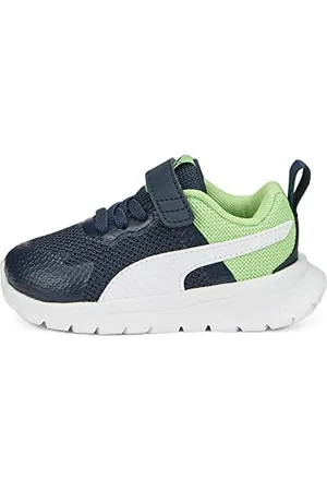 PUMA Evolve Run Mesh AC+ Inf, Scarpe da Ginnastica Unisex-Bimbi 0-24, Dark Night White-Summer Green, 21 EU