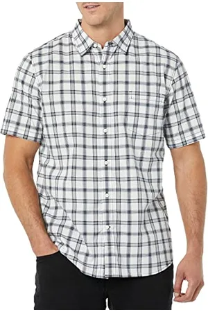 Amazon Camicia in Popeline a Maniche Corte Slim Uomo, , XS