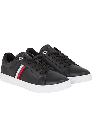 Tommy Hilfiger Sneakers con Suola Preformata Donna Essential Stripes Court Scarpe, (Black), 36 EU