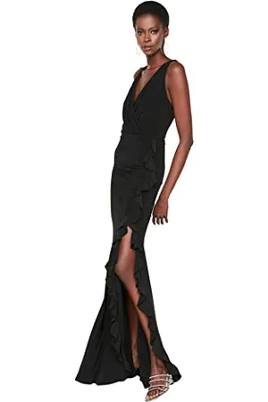 Trendyol Schwungrad Detailliertes Abendkleid Abito da Sera Formale, Black, 36 da Donna