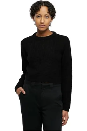 Urban classics Ladies Short Waffle Sweater Maglia di Tuta, Black, XL Donna