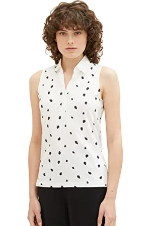 TOM TAILOR 1037379 Polo, 32675-Offwhite Navy DOT Design, M Donna