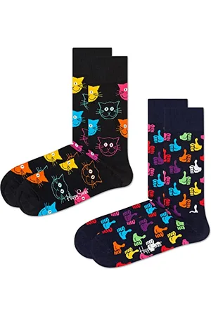 Happy Socks Colorate e divertenti Calzini 2-Pack Classic Cat Socks Taglia 41-46
