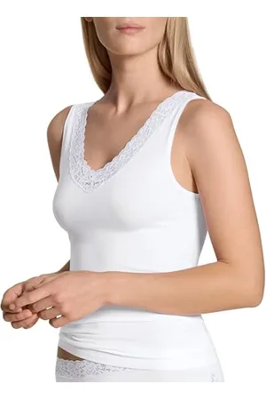 Calida Natural Comfort Lace Canottiera, Semi Trasparente, , 50-52 Unisex-Adulto