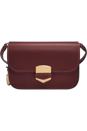 Fossil Borsa da donna Lennox, borsa a tracolla piccola con patta in pelle di vacchetta liscia, rosso, L: 17,8 cm, L: 4,4 cm, H: 12,7 cm, ZB1926243