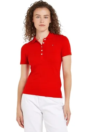 Tommy Hilfiger 1985 Slim Pique Polo SS WW0WW37823, Donna, Rosso (Fierce ), XXL