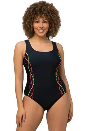 Ulla Popken Costume da Bagno, Pipings, Fascia sotto Il Seno, Fodera Anteriore Donna, , 48