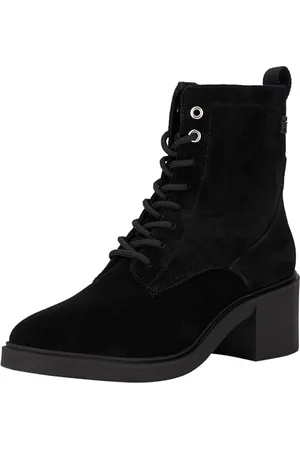 Tommy Hilfiger Donna Stivali Suede Mid Heel Laceup con Tacco, (Black), 39