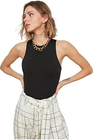 Trendyol Knitted Body with Dark Studs Camicia, Black, L Donna