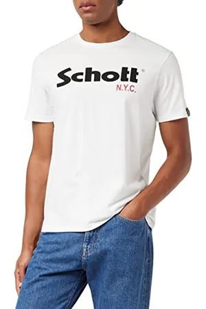 Schott NYC Ts01Mclogo, T-shirt Uomo, (Bianco Nero), M