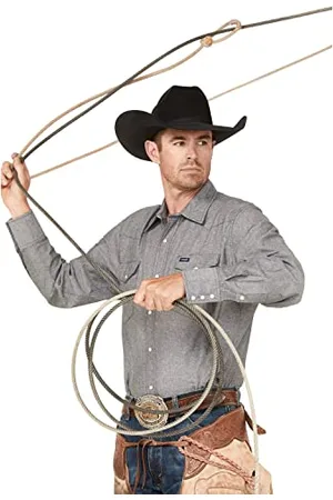 Wrangler Cowboy Cut Western Long Sleeve Snap Work Shirt Washed Finish Camicia, , M Uomo