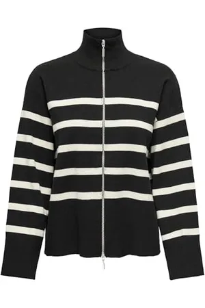 ONLY Onlvalley LS Highneck Zip Cardigan Knt Maglione, /Righe: Betulla, XS Donna