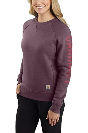 Carhartt Relaxed Fit Midweight Crewneck Block Logo Sleeve Graphic Sweatshirt Maglia di Tuta, Donna (Blackberry Heather), M