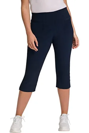 Ulla Popken Capri Bengalin Pantaloni, Blu/Nero, 38W x 32L Donna