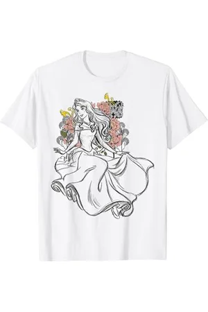 Disney Sleeping Beauty Aurora Floral Sketch Maglietta