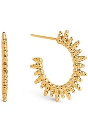 SINGULARU Orecchini Pebbles Sun - Orecchini in Ottone con Finitura Placcata in 18kt - Orecchini a Cerchio con Chiusura Dado a Pressione - Gioielli da Donna