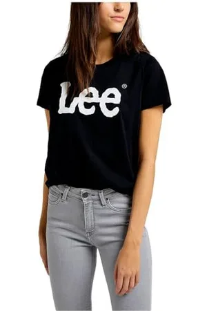 Lee Logo Tee T-Shirt Donna, (Black), X-Large