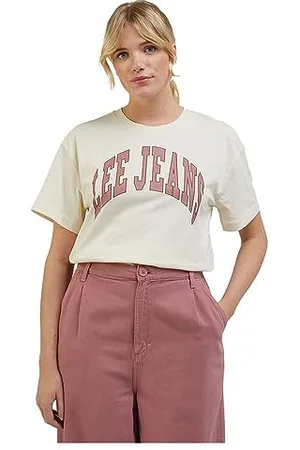 Lee Maglietta Girocollo T-Shirt, Beige, XS Donna
