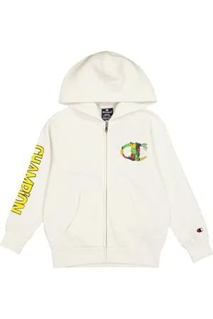 Champion Legacy Play with Graphics B (306910) -Ultra-Light Soft Compact Polyfleece Full-Zip Hooded Felpa con Cappuccio, (STR), 9-10 Anni Bambino
