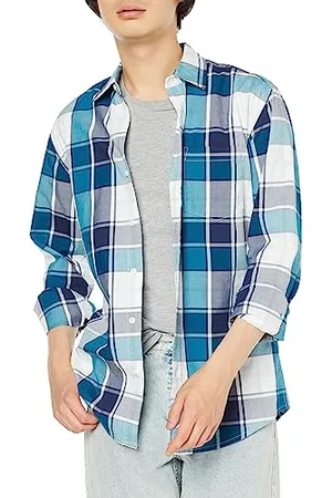 Amazon Camicia Casual in Popeline a Maniche Lunghe Vestibilità Regular Uomo, , XL