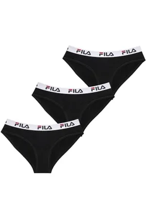 Fila Mutande Donna Cotone, Intimo Donna Stretch, Confortevole e Morbido Set di 3, Nero, Taglie XS