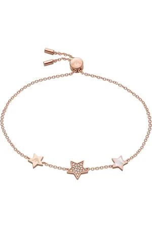 Emporio Armani Bracciale Da Donna A Chiusura Rapida, Lunghezza Interna: 160 + 20 mm, Stella Grande: 10X2 mm, Stelle Piccole: 8X2 mm Bracciale In Oro Rosa E Argento, EG3525C221