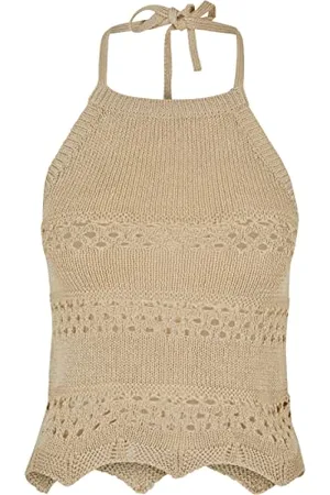 Urban classics Top Corto da Donna con Allacciatura al Collo Canottiera, Softseagrass