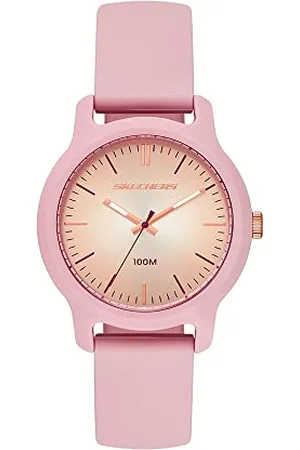 Skechers Orologio Ostrom da donna, movimento a tre lancette, cassa in policarbonato rosa da 38 mm con cinturino in silicone, SR6266