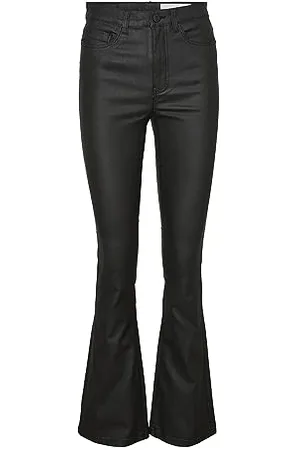 Noisy May NMSALLIE HW Flare Coated Pants Noos Jeans, Black, XS/30 da Donna