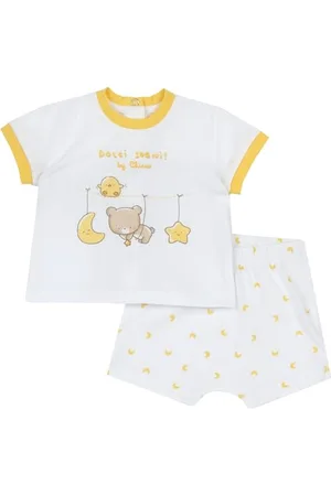 chicco Completo Neonata con T-shirt e Pantaloncini Corti, con Apertura sulla Schiena con Bottoncini, con Grafiche Moderne e alla Moda, in Cotone, Lavabile in Lavatrice, 0-24 Mesi, Designed in Italy