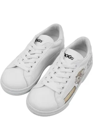Dogo Unisex Enfants Vegan Blanc Baskets - The Wise Owl Motif