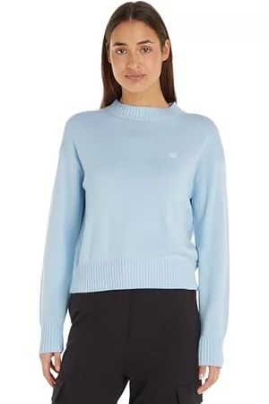 Calvin Klein Jeans CK Embro Badge Sweater J20J222987 Maglione a Collo Alto, (Keepsake Blue), L Donna