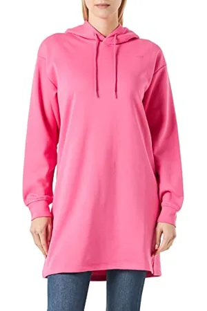 JJXX Jxabbie LS Rel Every Brush Hood Dress Abito Felpato, Carmine Rose/Stampa: Logo Magenta, M Donna