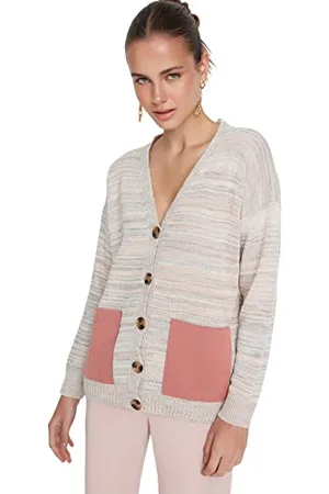 Trendyol Donna Design Regolare Standard V-Collo Maglieria Cardigan Maglione, , M
