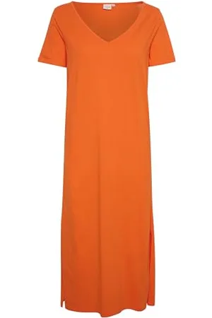 Cream Womens Midi Dress Short Sleeves V-Neckline Loose Fit Casual Vestito, , L da Donna