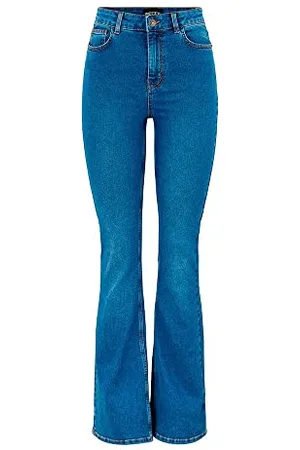 Pieces® Pcpeggy Flared HW Jeans MB Noos BC, Blu Denim Medio, M Donna