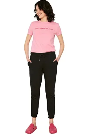 Trendyol Black Basic Jogger Knitted Slim Tracksuit Pantaloni della Tuta, XS Donna