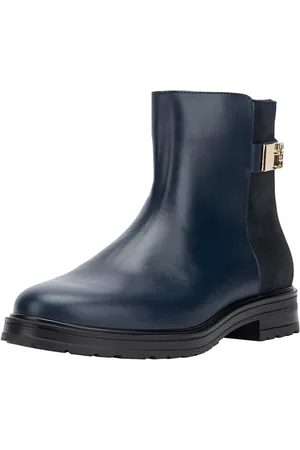 Tommy Hilfiger Donna Stivali Bassi in Pelle, Blu (Space Blue), 39