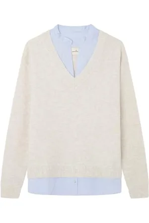Springfield SPRINGFILED Two-Material Mandarin Collar Jumper Polo a Maniche Lunghe, , M Donna