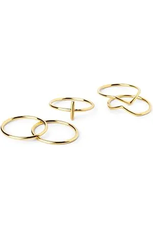 SINGULARU Pack 5 Anelli Nefertiti. Ottone con Finitura Placcata 18Kt. Gioielli da Donna. Misura 16