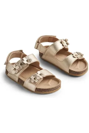 WHEAT Zehenfreie Kork-Sandale Clara mit Blumen-Unisex-Echtes Leder, Scarpe per Chi Inizia a Camminare Bambini, , 31 EU